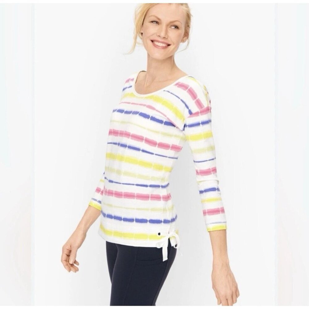 T By Talbots Colorful Variegated Stripe 3/4 Sleev… - image 1